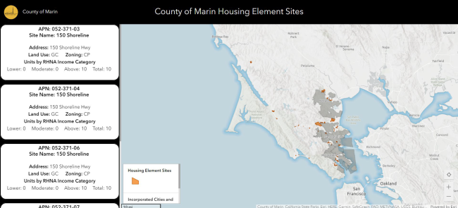 Housing Sites County Of Marin   Hesitesmap Image 650px 