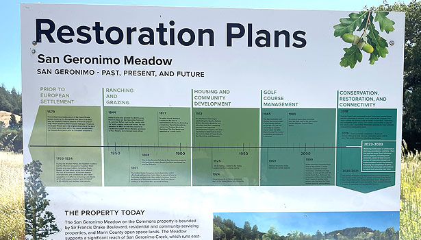 Restoration information sign at San Geronimo Commons